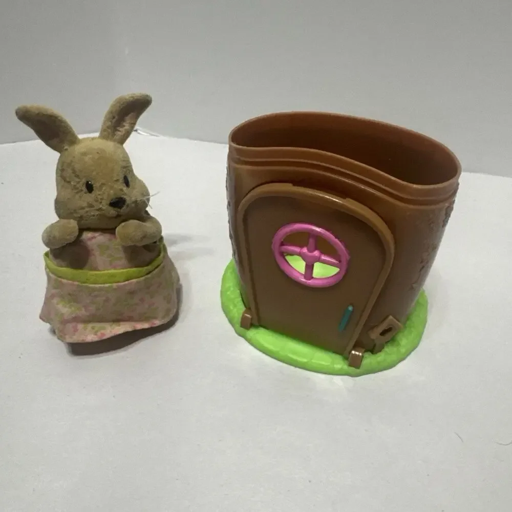Lil Woodzeez Tree House & Rabbit Mother In Pink Dress Mom Flocked